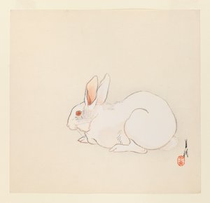 Witte konijn, c.1890-1910 door Ogata Gekko